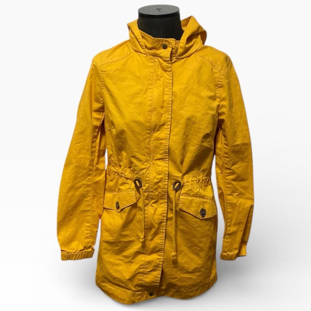 Love Tree Women's Hooded Jacket Small Yellow Tie Gather Waist Deep Pockets Coat